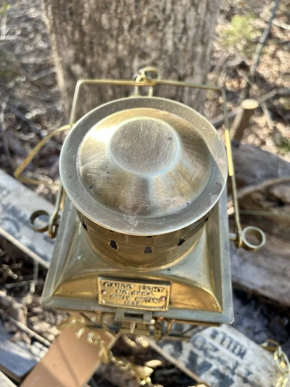 Vintage Marine Cargo Light GR Britain 1939 Brass Ship Carriage Lantern Nautical